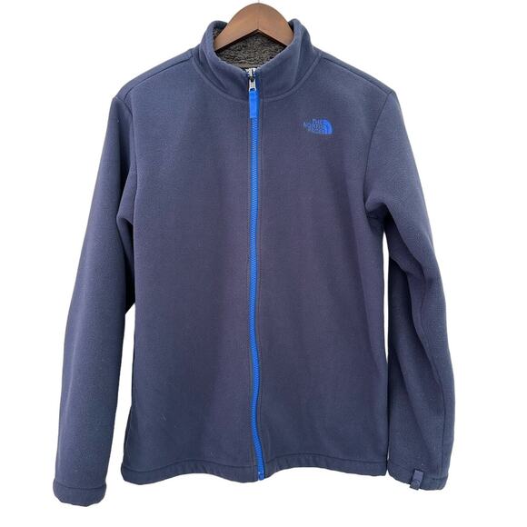 The North Face Boys' Grey Fleece Jacket with Blue Trim XL (18/20) Sherpa Lined